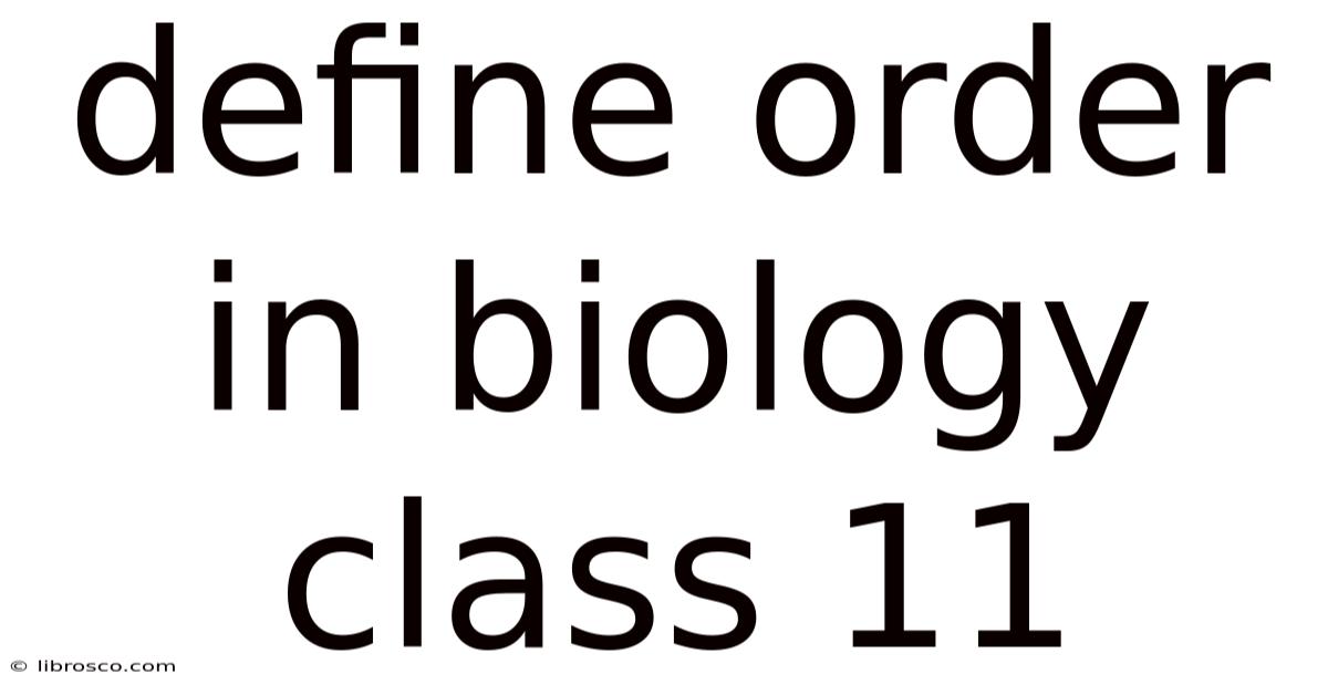 Define Order In Biology Class 11
