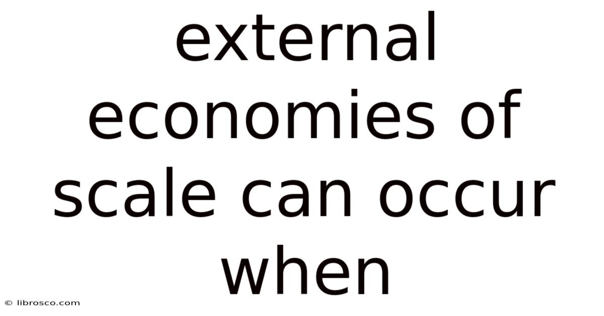External Economies Of Scale Can Occur When