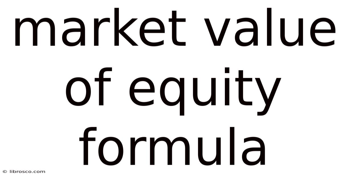 Market Value Of Equity Formula