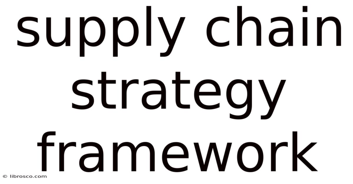 Supply Chain Strategy Framework Supply Chain Strategy Framework