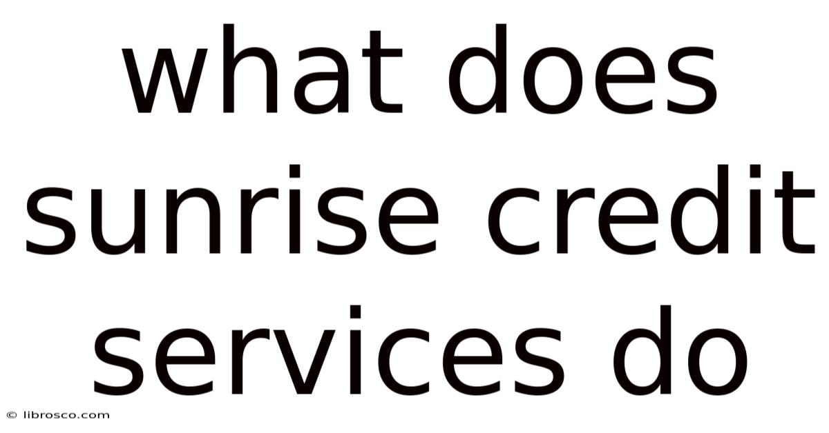 What Does Sunrise Credit Services Do
