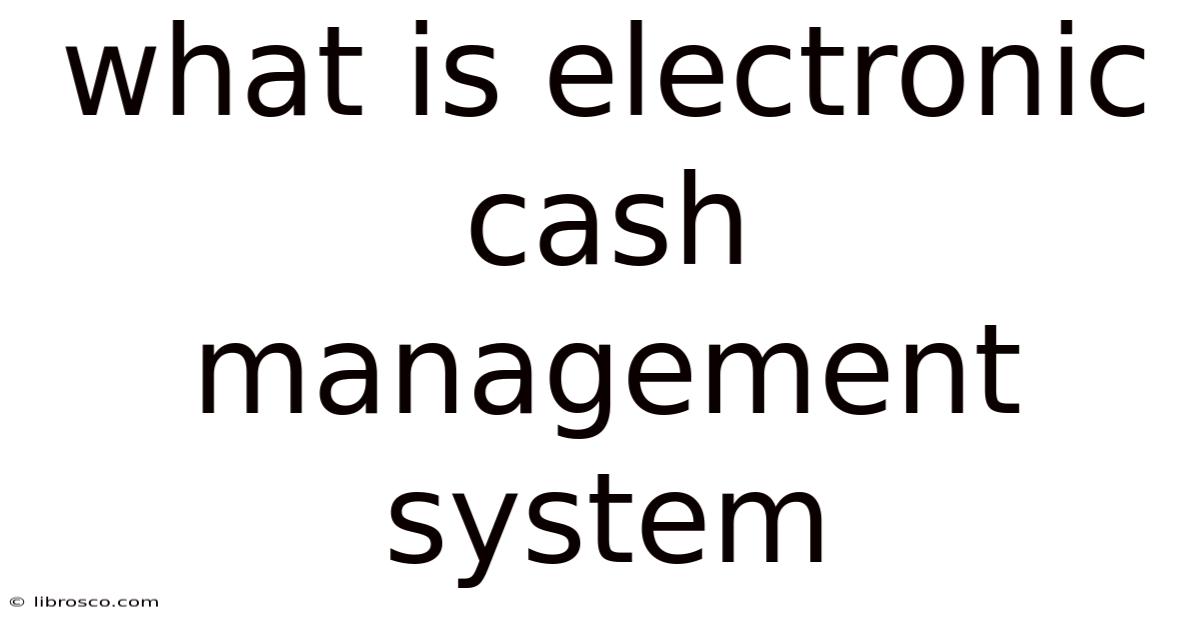 What Is Electronic Cash Management System What Is Electronic Cash Management System