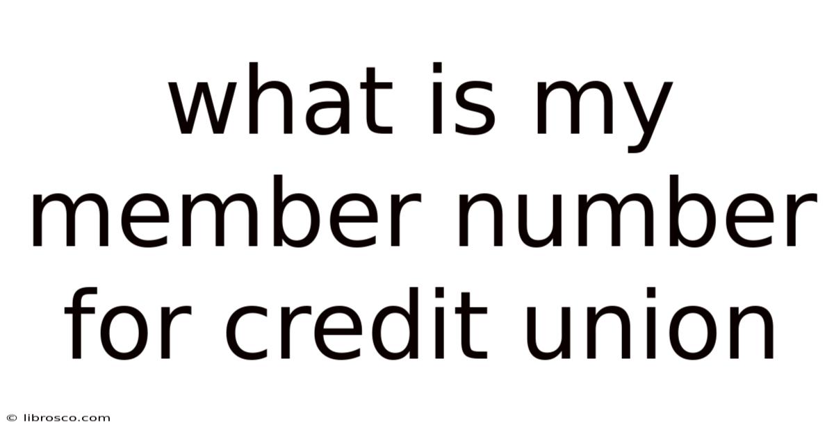 What Is My Member Number For Credit Union