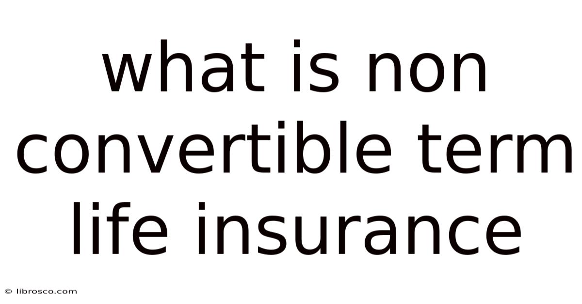 What Is Non Convertible Term Life Insurance What Is Non Convertible Term Life Insurance